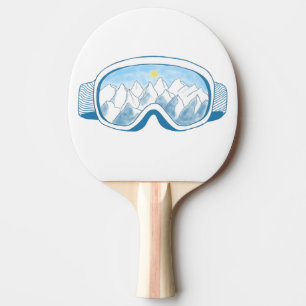 Mountain Ski Goggles Illustration Ping Pong Paddle