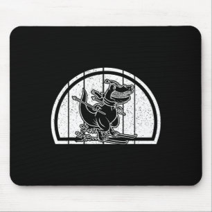Mountain Skiing Dinosaur Skier Dino Ski Skiing Din Mouse Mat