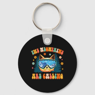 Mountain Skiing Lover Snowboard The Meowtains Are Key Ring