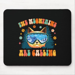 Mountain Skiing Lover Snowboard The Meowtains Are Mouse Mat