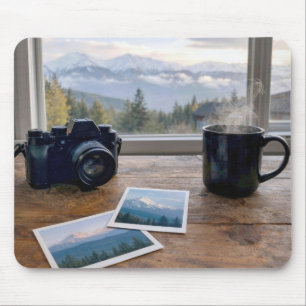 Mountain Snapshots with Camera and Coffee Mouse Mat