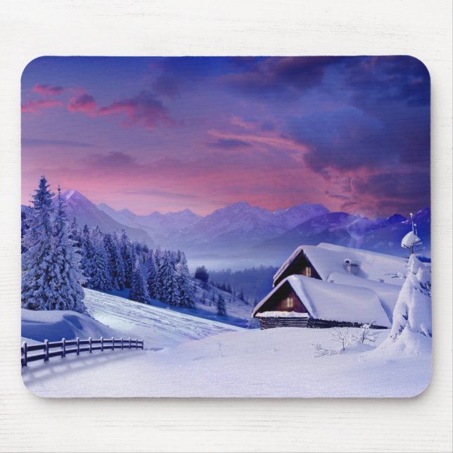 Mountain Snow Scene Mouse Pad (Front)