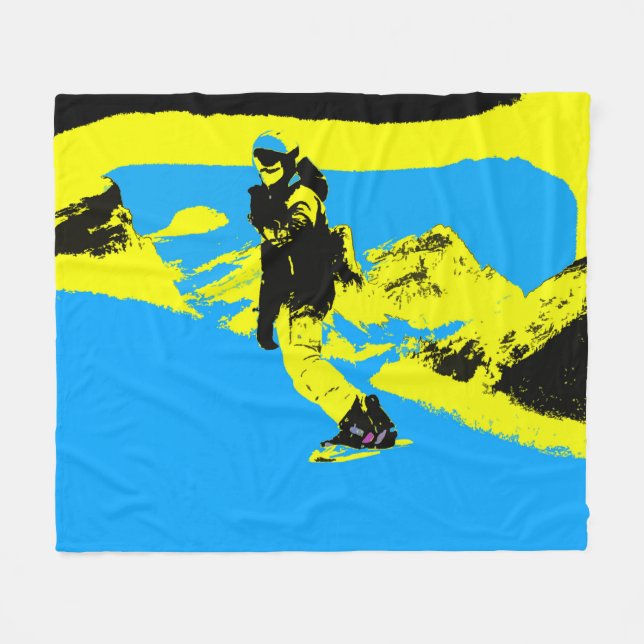 Mountain Snowboarding- Snowboarder  Fleece Blanket (Front (Horizontal))