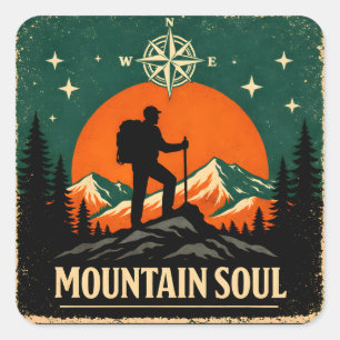 Mountain Soul – Peak Spirit Hiking Nature Square Sticker