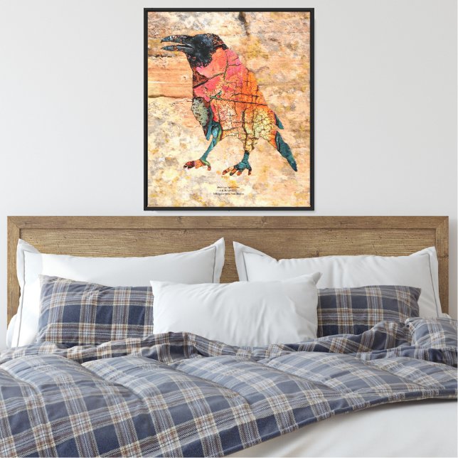 Mountain Spirits - Crow Canvas Print (Insitu(Bedroom))