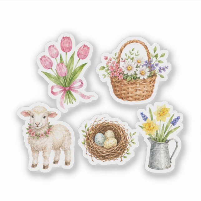 Mountain Spring Watercolor Floral Lamb Easter  (Front)