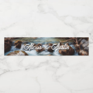 Mountain Stream Wedding Water Bottle Label