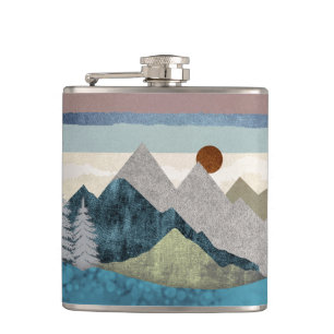 Mountain Striped Sky Hip Flask