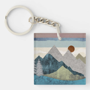Mountain Striped Sky Key Ring