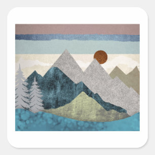 Mountain Striped Sky Square Sticker
