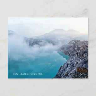 Mountain Sulphur Crater Blue Pond Fog Mist Postcard