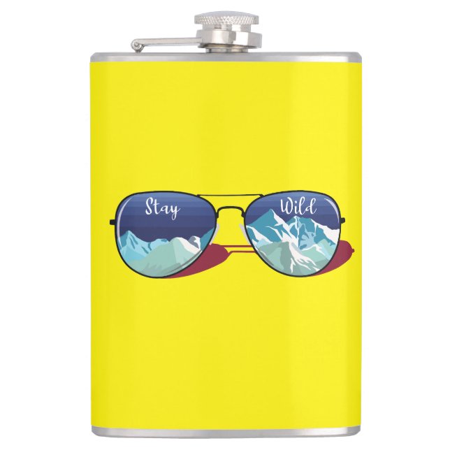 Mountain sun glasses hip flask (Front)