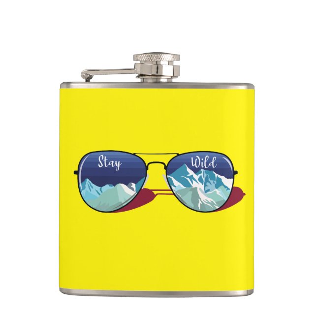 Mountain sun glasses hip flask (Front)