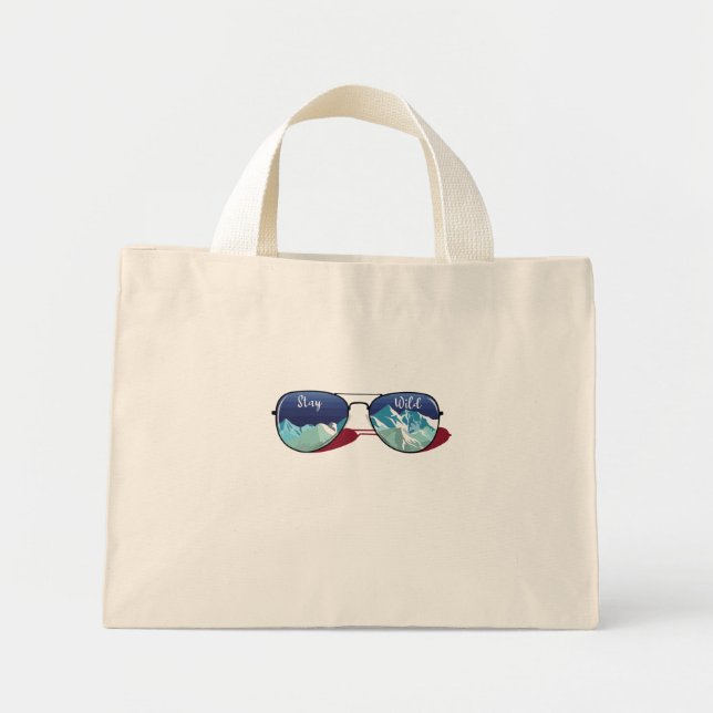 Mountain sun glasses mini tote bag (Front)
