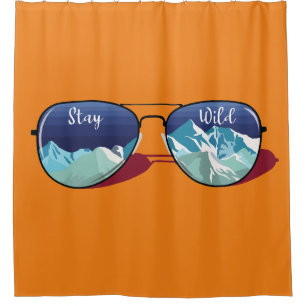 Mountain sun glasses shower curtain
