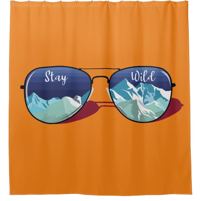 Mountain sun glasses shower curtain (Front)