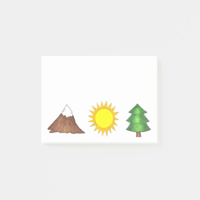 Mountain Sun Tree Camping Hiking Climbing Post Its Post-it Notes (Front)