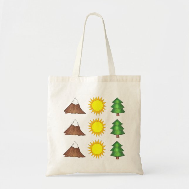Mountain Sun Trees Woods Camping Climbing Tote (Front)