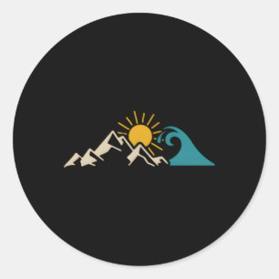 Mountain Sun Wave Nature Hiking Surf Surfer Hiker  Classic Round Sticker