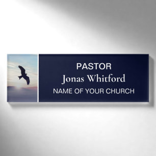 Mountain Sunrise Blue Church Membership Clergy Name Tag