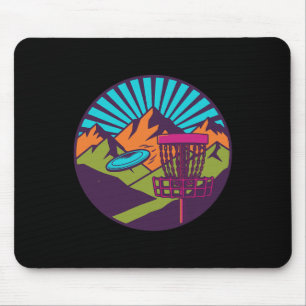 Mountain Sunrise Disc Golf Basket Flying Disc Scen Mouse Mat