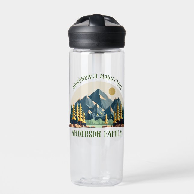 Mountain Sunrise Family Name  Water Bottle (Front)
