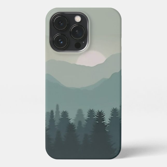 Mountain Sunrise Forest Fog Art iPhone  Case (Back)