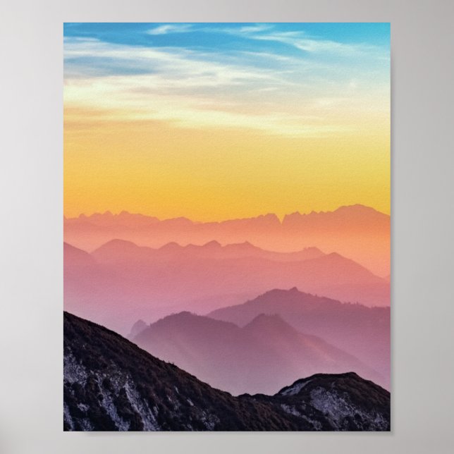 Mountain Sunrise Peaceful Colorful Inspirational Poster (Front)