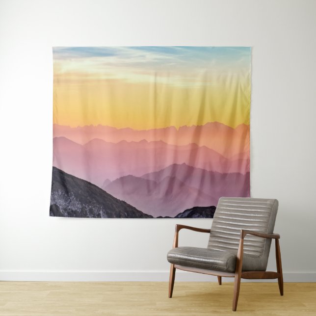 Mountain Sunrise Peaceful Colourful Inspirational Tapestry (In Situ (Horizontal))
