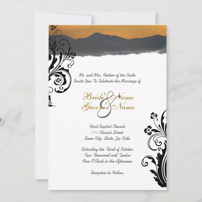 Mountain Sunrise Wedding Invitation (Front)
