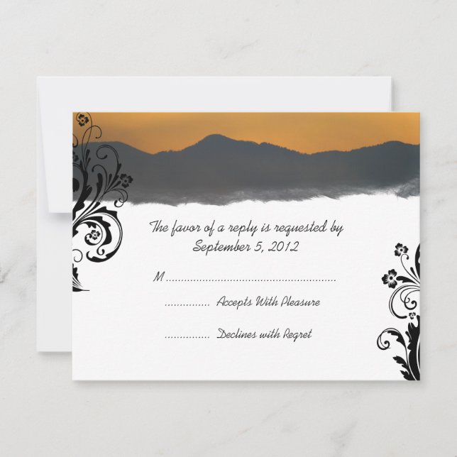 Mountain Sunrise Wedding RSVP Card (Front)
