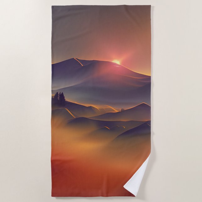 Mountain Sunset  Beach Towel (Front)
