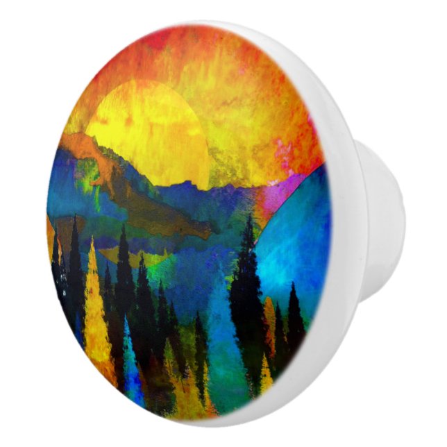 Mountain sunset  ceramic knob (Right)