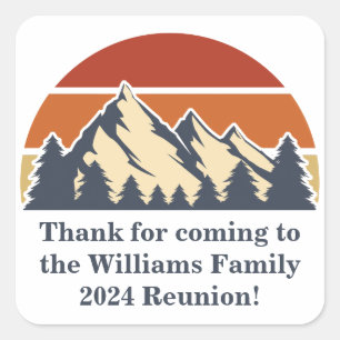 Mountain Sunset Family Reunion Party Customisable Square Sticker