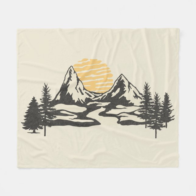 Mountain sunset fleece blanket (Front (Horizontal))