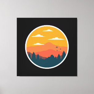 Mountain sunset illustration canvas print