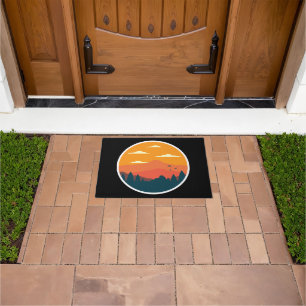 Mountain sunset illustration doormat