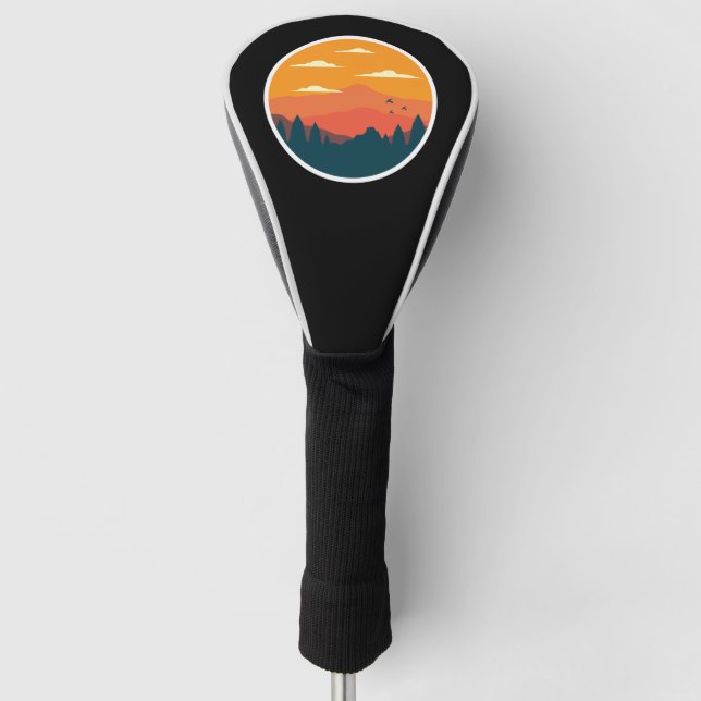 Mountain sunset illustration  golf head cover (Front)