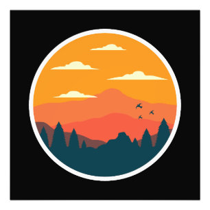 Mountain sunset illustration  photo print