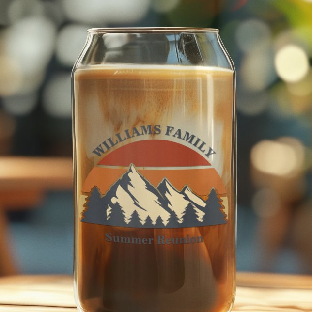 Mountain Sunset Log Cabin Custom Family Reunion Can Glass (Creator Uploaded)
