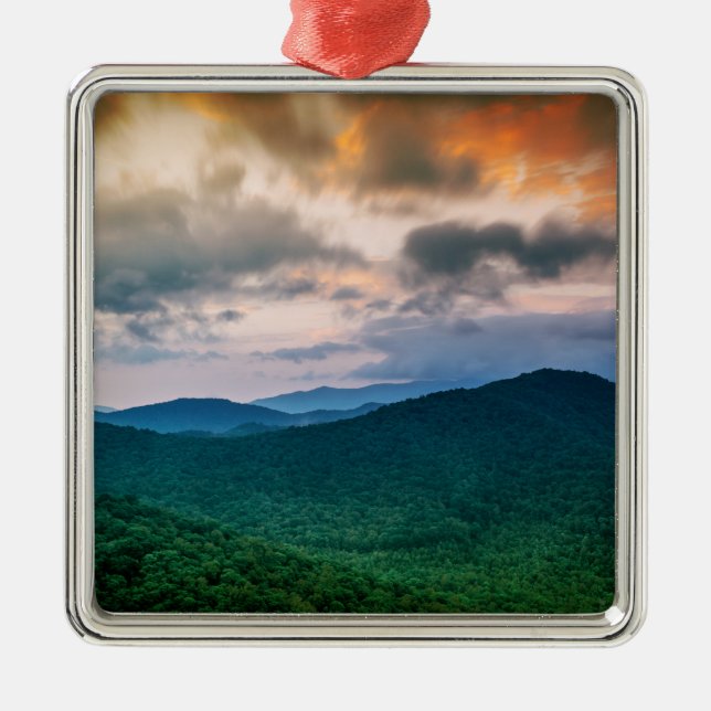 Mountain Sunset Metal Tree Decoration (Front)