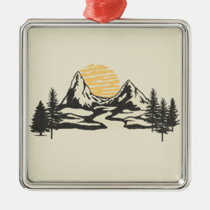Mountain sunset metal tree decoration