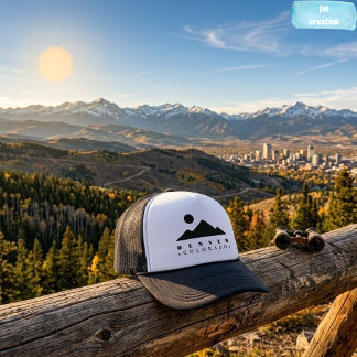 Mountain Sunset Minimalist Black Silhouette Design Trucker Hat