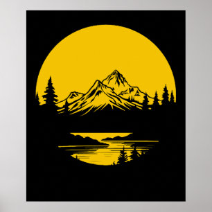 Mountain Sunset Outdoors Nature Silhouette Poster