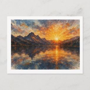 Mountain Sunset Over Lake,  Postcard