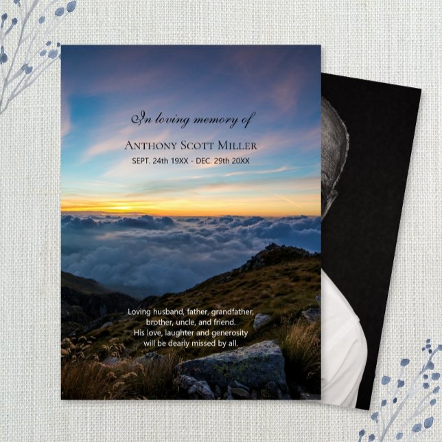Mountain sunset photo memorial card (Creator Uploaded)