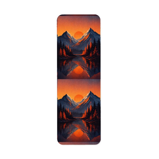 Mountain Sunset Reflection Fiery Orange Sky  (Front)