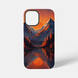 Mountain Sunset Reflection Fiery Orange Sky iPhone 12 Mini Case