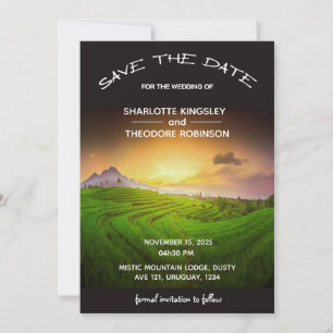 Mountain Sunset Rustic Save The Date