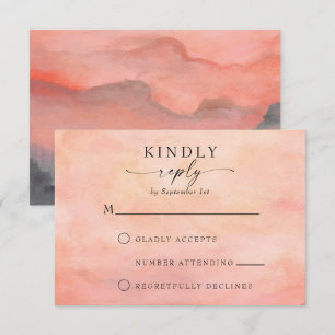 Mountain Sunset Rustic Watercolor RSVP Card